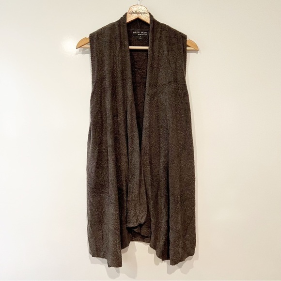 Barefoot Dreams Bamboo CozyChic Lite Calypso Vest drape front Cocoa Brown - Picture 2 of 7